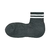[MUJI無印良品]男棉混足底圈絨橫紋直角短襪25~27cm 墨灰橫紋