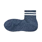 [MUJI無印良品]男棉混足底圈絨橫紋直角短襪25~27cm 煙燻藍橫紋