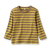 [MUJI無印良品]幼兒有機棉起毛針織圓領長袖T恤 80 棕橫紋