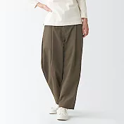 [MUJI無印良品]女撥水加工聚酯纖維彈性綾織打摺寬擺褲 S 摩卡棕