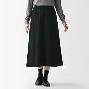 [MUJI無印良品]女聚酯纖彈性起毛舒適裙 XS-S 黑色