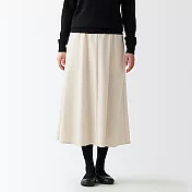 [MUJI無印良品]女聚酯纖彈性起毛舒適裙 XS-S 象牙白