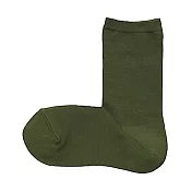 [MUJI無印良品]女棉混足口寬鬆舒適直角襪 23~25cm 卡其綠