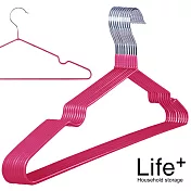 【Life+】輕巧PVC環保浸膠不鏽鋼防滑衣架 1組10入_ 桃色