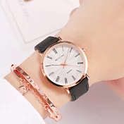 Watch-123 美夢少女-英倫風時尚羅馬標放射錶盤手錶(3色任選) _黑色