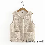 【Lockers 木櫃】秋冬毛絨保暖馬甲外套-3色 L11010262 FREE 米白色