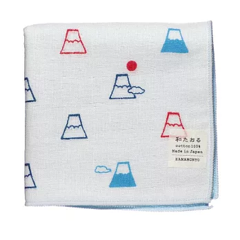 【濱文樣】日本富士山雙重紗柔軟純棉方巾 · 富士山與雲