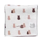 【濱文樣】日本雙重紗柔軟純棉方巾 · 貓咪