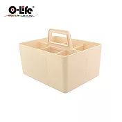 【O-Life】手提式整理收納盒 (可堆疊收納盒 居家收納 工具箱收納) 米色 米色