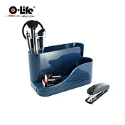 【O-Life】置物整理收納盒(旋開筆筒 桌面收納 化妝品收納) 深藍色