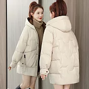 【MsMore】韓版寬鬆麵包羽絨棉保暖外套#111163- L 米白