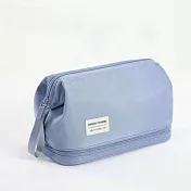 【EZlife】便攜式旅行雙層化妝品收納包 迷霧藍