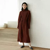 旅途原品_赤羽_定製廓形羊毛連衣裙 M/L-XL　 L-XL 暗紅色