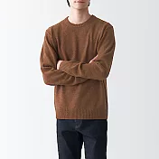 [MUJI無印良品]男美麗諾羊毛中密織圓領針織衫 M 橘色