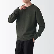 [MUJI無印良品]男美麗諾羊毛中密織圓領針織衫 XL 卡其綠