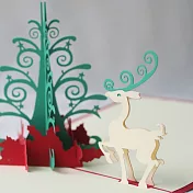 3D立體紙雕卡片‧ 耶誕快樂‧耶誕卡‧聖誕卡‧ 小馴鹿與聖誕樹