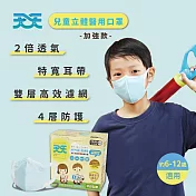 【天天】3D兒童立體防菌醫用口罩 - 藍色 - 40入/盒 (加強款,早安健康聯名)