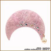 『坂井．亞希子』唯美宇宙星空系列月亮鑲鑽珍珠彈簧髮夾 -裸粉色