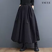 【AMIEE】設計感燈芯絨蓬蓬裙(KDS-3256) FREE 黑色