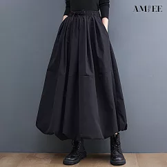 【AMIEE】設計感燈芯絨蓬蓬裙(KDS─3256) FREE 黑色