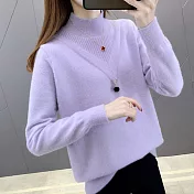 【MsMore】半高領水貂絨網紅爆款針織毛衣#111355- F 紫