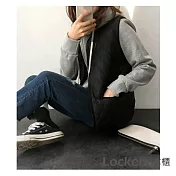 【Lockers 木櫃】韓版短款輕薄棉圓領馬甲背心-2色 L11011195 黑色