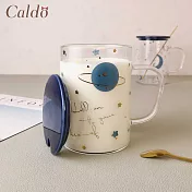 【Caldo卡朵生活】銀河耐熱透明附蓋馬克杯(附匙) 450ML 行星