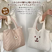 【Sayaka紗彌佳】可愛小熊造型泰迪絨毛大容量雙面手提側背二用包  -米白色