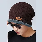 【EZlife】防風保暖圍脖套頭帽二件組 咖啡