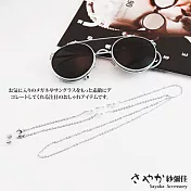 【Sayaka紗彌佳】歐美時尚三顆珍珠款太陽眼鏡鋼鈦金屬鍊防滑鍊 -白金色