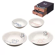 SANGO 米奇 良緣紅線 陶瓷 大小餐盤4入禮盒組