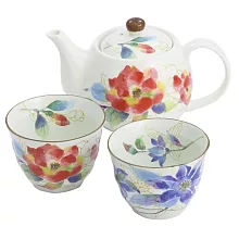 【和藍】美濃燒 | 花緣陶瓷茶壺+茶杯2入組