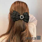 【Hera 赫拉】布藝大蝴蝶結鑲鑽珍珠髮夾-2色 H110120318 黑色