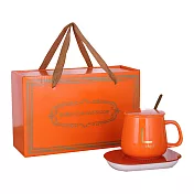 【EZlife】USB重力感應陶瓷保溫杯墊禮盒組 熱情橘