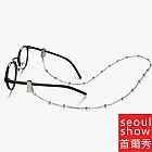 seoul show首爾秀 鱷魚夾珠線兩用口罩掛繩鏈墨鏡平光眼鏡鍊老花近視防丟鍊  銀色