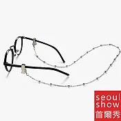 seoul show首爾秀 鱷魚夾珠線兩用口罩掛繩鏈墨鏡平光眼鏡鍊老花近視防丟鍊  銀色