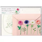 MIDORI 貼紙信紙組- 花束粉