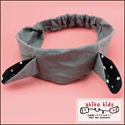 【akiko kids】可愛兔耳朵造型棉麻布料0.5-2歲寶寶髮帶  -灰色
