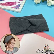 【卡樂熊】韓系簡約針織寬版造型髮帶(五色)- 灰色