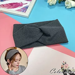 【卡樂熊】韓系簡約針織寬版造型髮帶(五色)─ 灰色