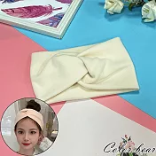 【卡樂熊】韓系簡約針織寬版造型髮帶(五色)- 米白色