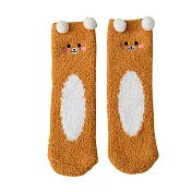 【EZlife】秋冬珊瑚絨地板保暖襪(2雙組) 橘色