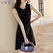 【初色】簡約氣質無袖連身裙-黑色-99824(M-XL可選) M 黑色