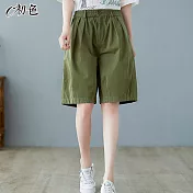 【初色】夏季復古百搭短褲-共3色-99505(M-2XL可選) L 軍綠色