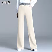 【初色】高腰垂感顯瘦直筒褲-共3色-90247(M-2XL可選) XL 杏色