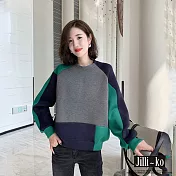 【Jilli~ko】時尚撞色拼接加厚衛衣 B1341　 FREE 綠色