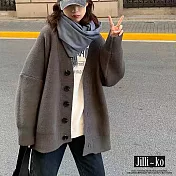 【Jilli~ko】韓版復古開扣針織外套 J8628　 FREE 深灰色