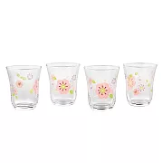 【TOYO SASAKI】日本精緻小花玻璃杯230ml 4入組 ‧ 粉花