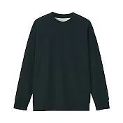 [MUJI無印良品]有機棉混緊密編織裏毛圓領衫 XXS-XS 黑色