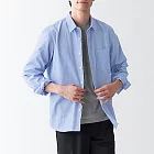 [MUJI無印良品]男有機棉水洗平織布襯衫 XS 淡藍